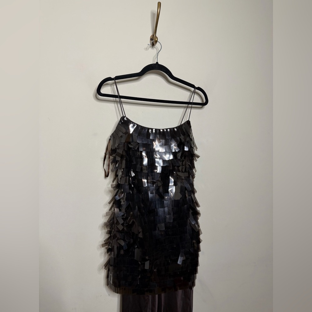 STAUD Mesa Paillette Embellished Mesh and Silk Blend Maxi Dress In Earth - Picture 8 of 10